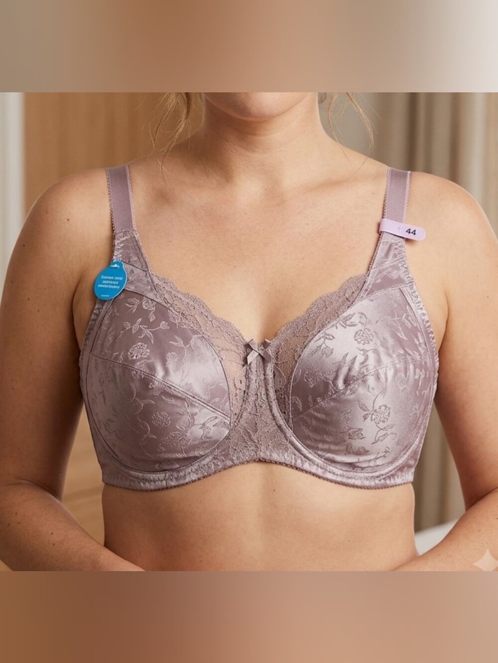 PLAYTEX Floral Lace underwire Full-Coverage Bra in Mauve Not Pad. Size 44D